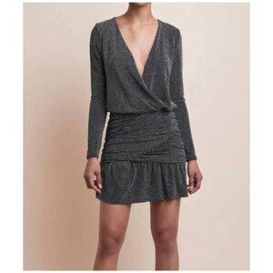 NWT Krisa Surplice Ruched Skirt Dress in Glam Size Small